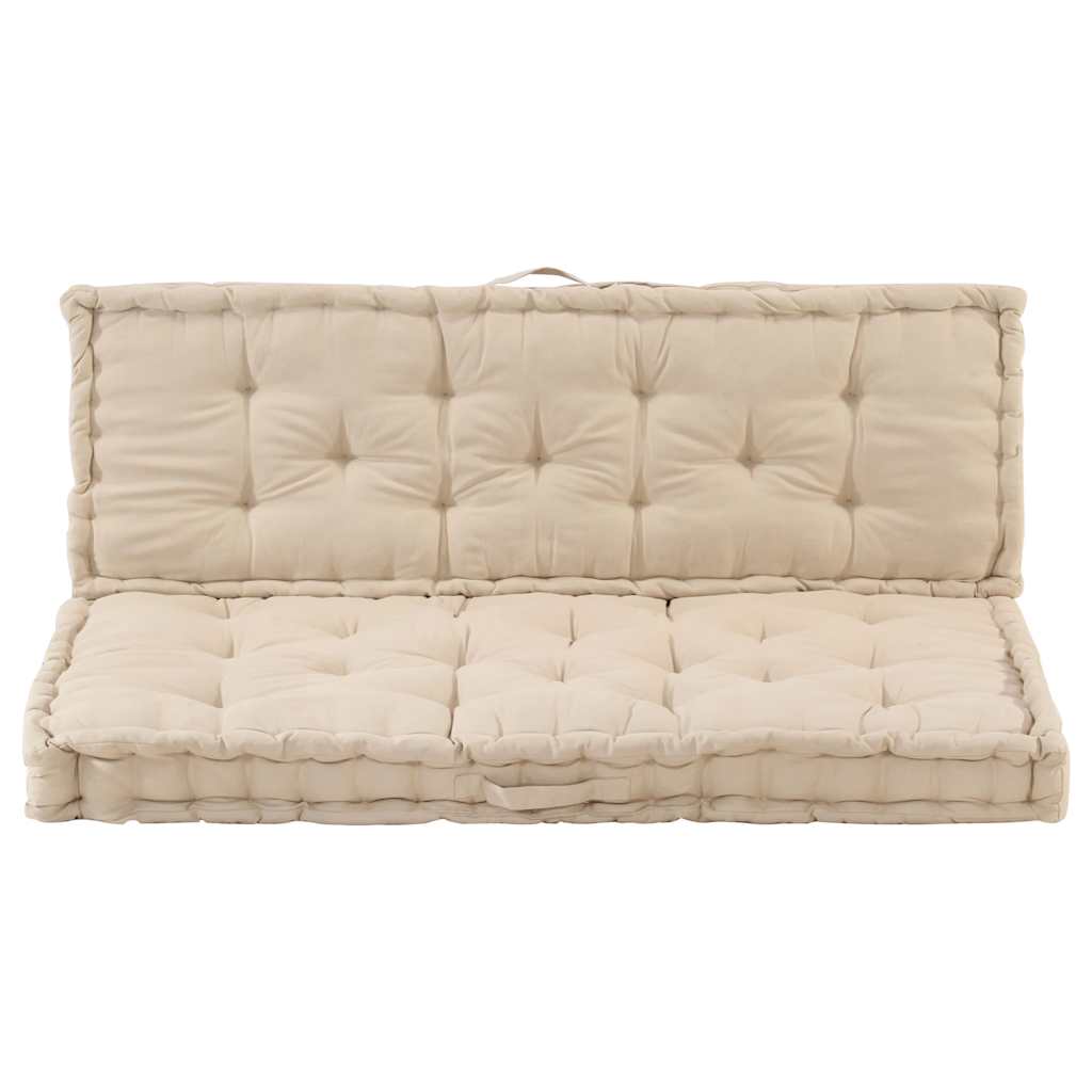 Cojines del piso de paleta Vidaxl 2 st algodón beige