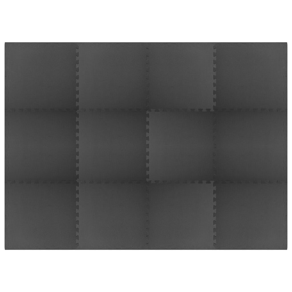 Mats de piso Vidaxl 12 ST 4.32 ㎡ Eva Foam Black