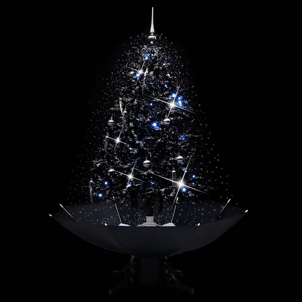 Vidaxl Nevando el árbol de Navidad con paraguas de 140 cm PVC Negro