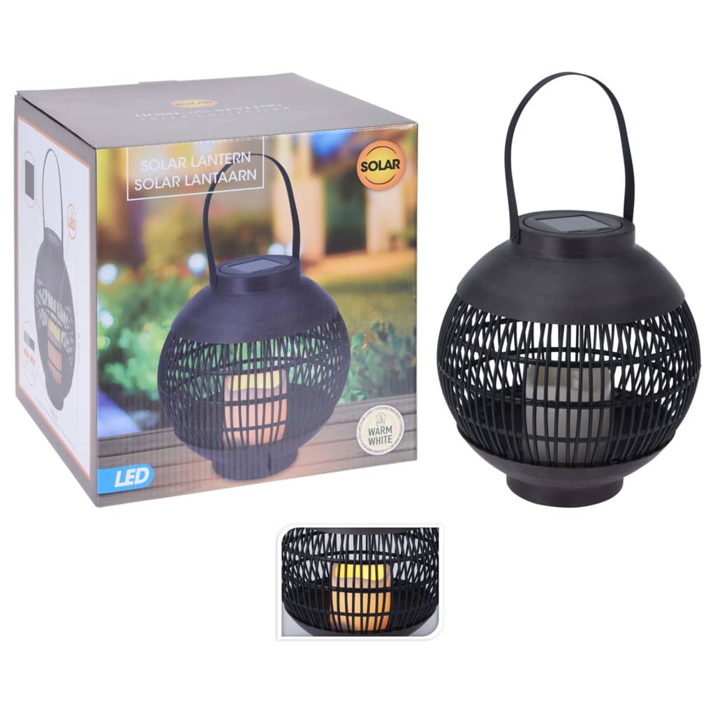 Progarden progarden linterna con vela solar lidere rattan negro
