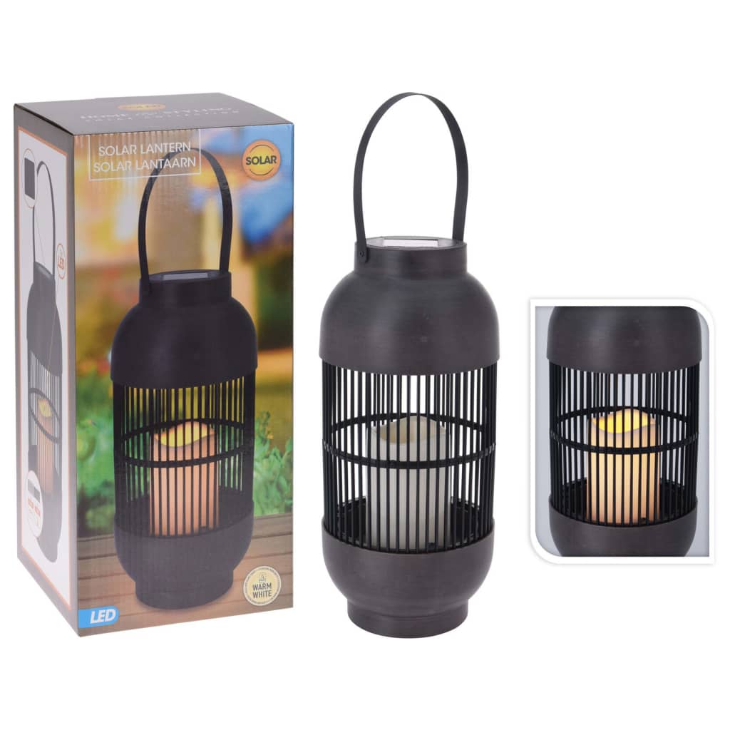 Progarden progarden linterna con vela solar lidere rattan negro