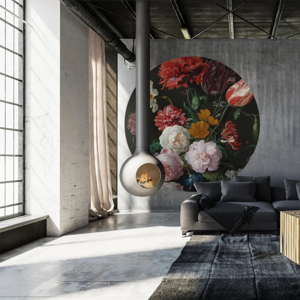 WALLART WALLART Wallow Circle Golden Age Flowers 190 cm