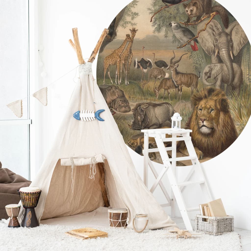 Wallart Wallart Wallow Circle Animales de África 142.5 cm