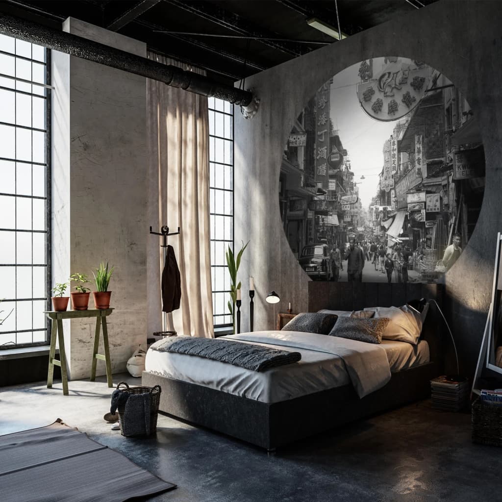 Wallart behangcirkel hong kong the old days 190 cm