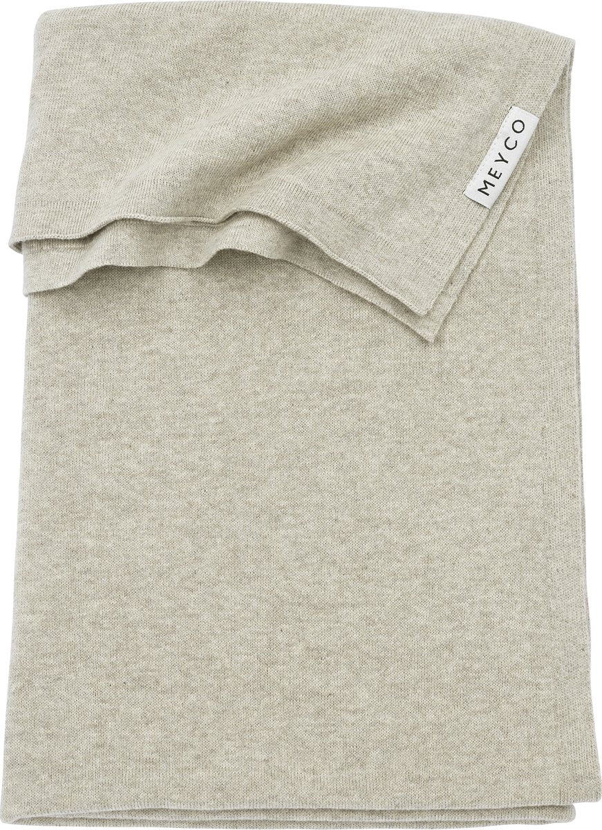 Meyco baby knit basic ledikant deken - sand melange - 100x150cm - 1.0 tog