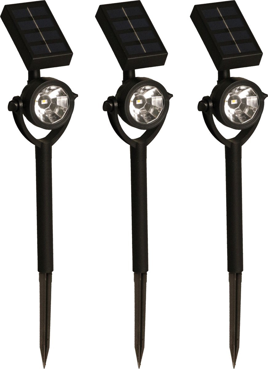 Luxform - zamora - lampade da giardino 3 pezzi - faretti solari - nero - 10 lumen - alimentati ad energia solare