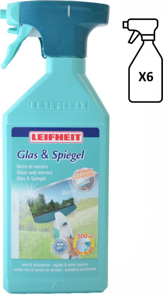 Leifheit detergente per vetri e specchi spray 6 x 500 ml