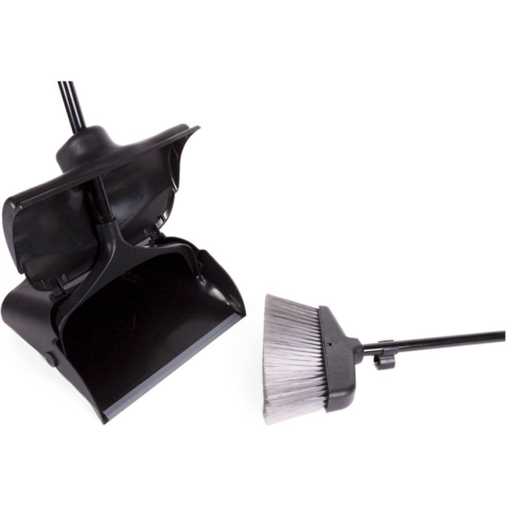 Recogedor y recogedor Benson + tapa con cierre automático y mango negro