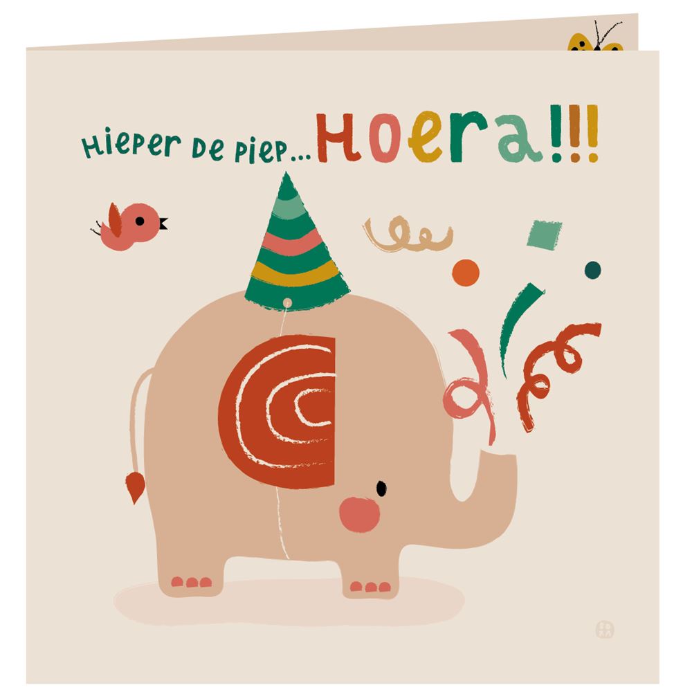 Biglietto d'auguri giungla+busta. evviva oh