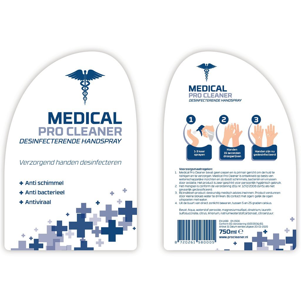 Cleaner Pro detergente medico Disinfetta spray a mano 750 ml Box 10 pezzi