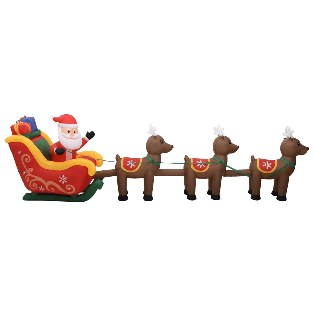 Vidaxl Decorazione natalizia Babbo Natale gonfiabile e renne hanno guidato 490 cm