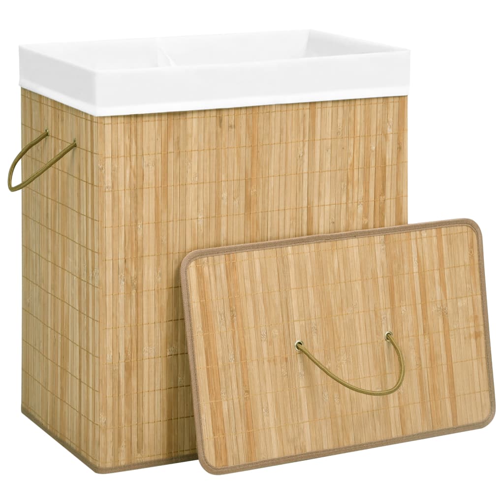 Vidaxl Laundry Basket con 2 compartimenti da 100 l Bamboo