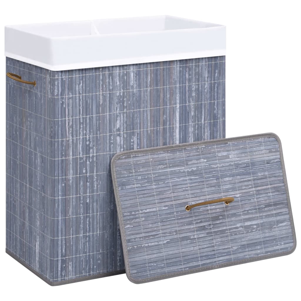 Vidaxl Laundry Basket con 2 compartimenti da 100 l grigio di bambù