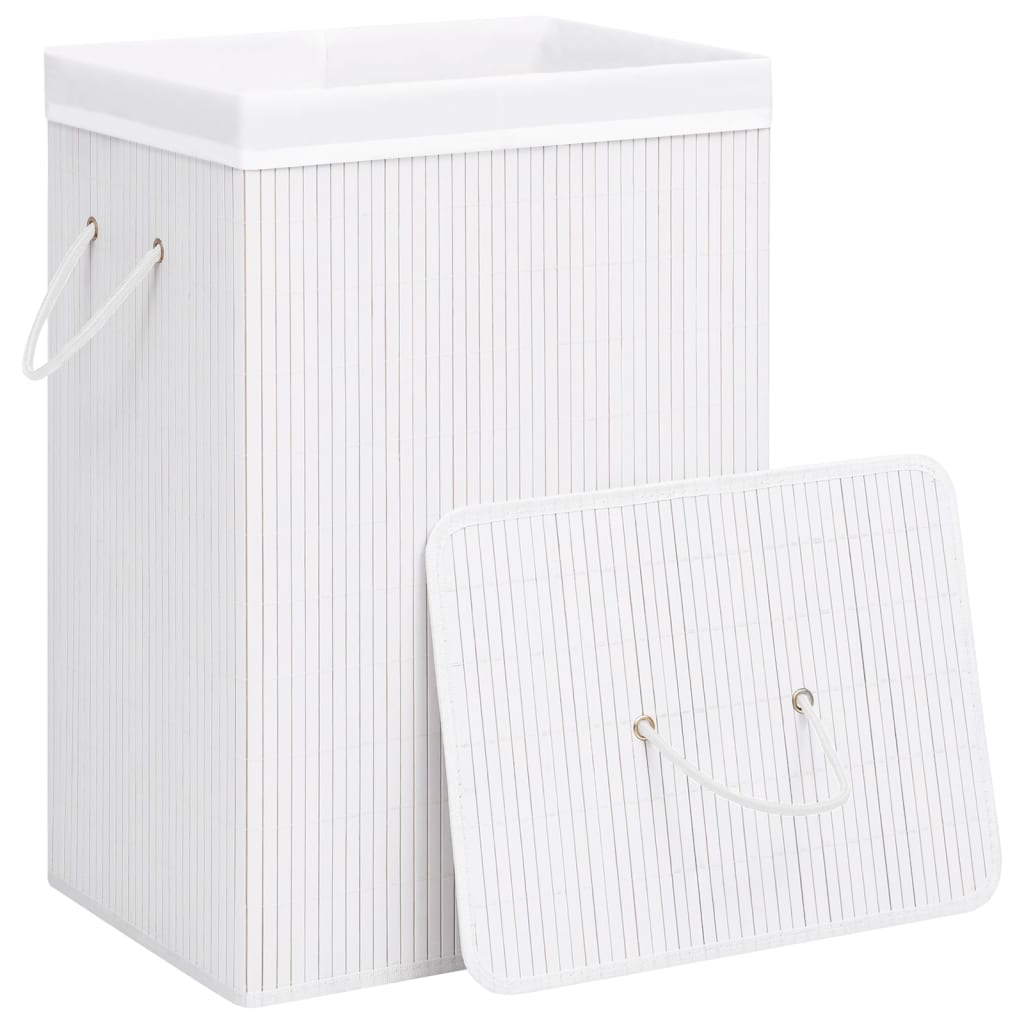 Vidaxl Laundry Basket con 1 scatola Bamboo Bianco