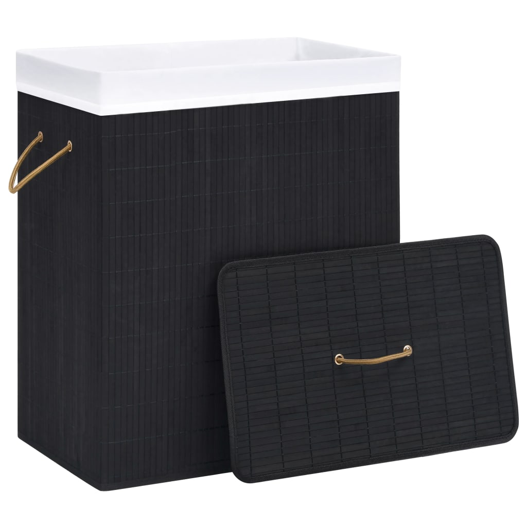 Canasta de lavandería de Vidaxl con 1 caja 83 L Bamboo Negro