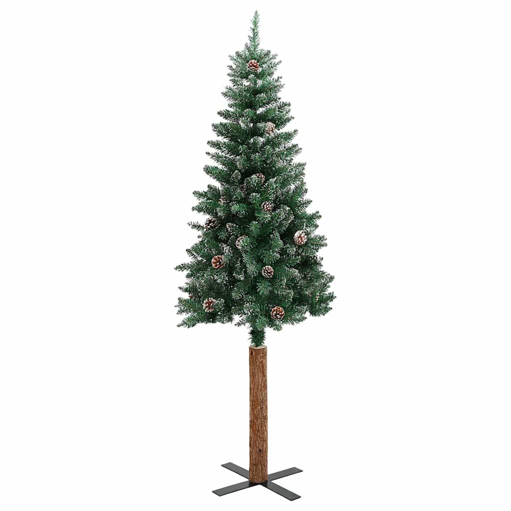 Vidaxl Tree di Natale con legno reale e neve stretto 150 cm verde