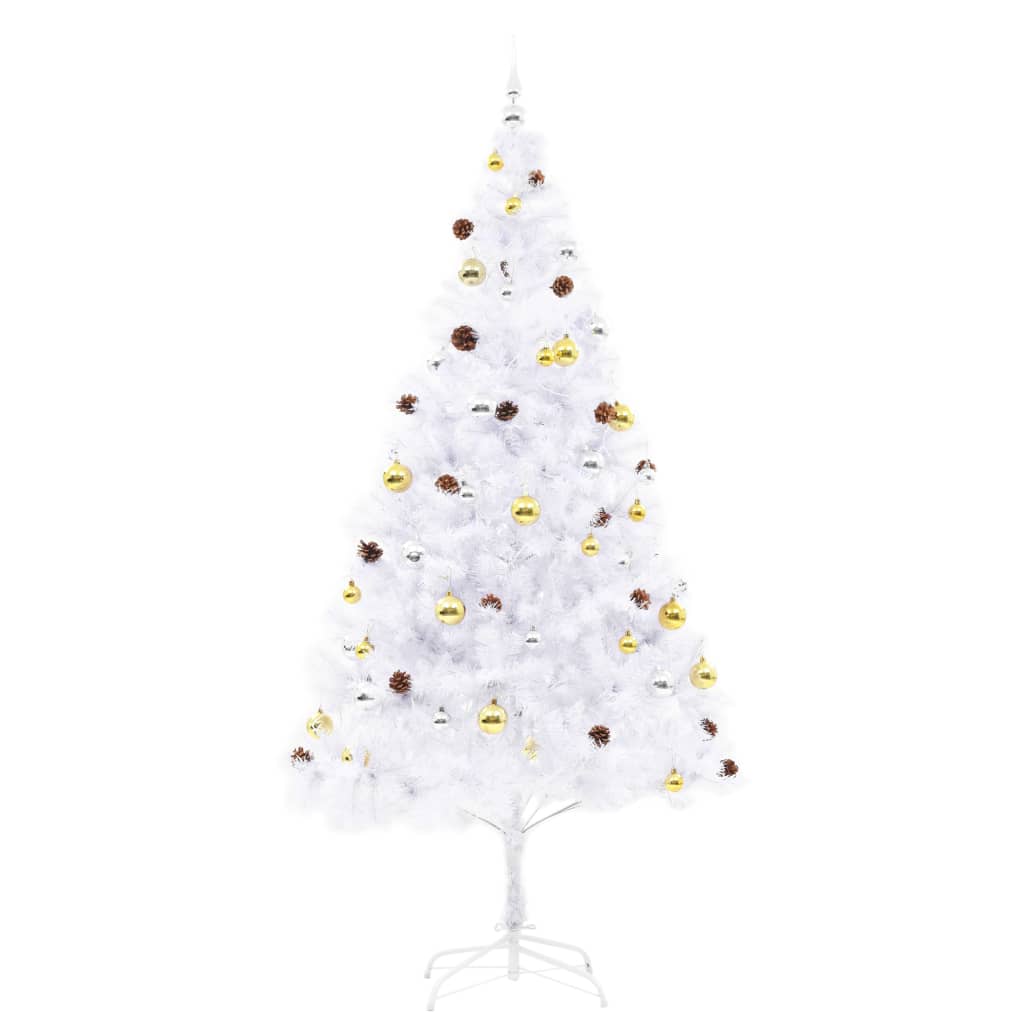 Vidaxl Kunstkerstboom con illuminazione e palle di Natale 210 cm bianco
