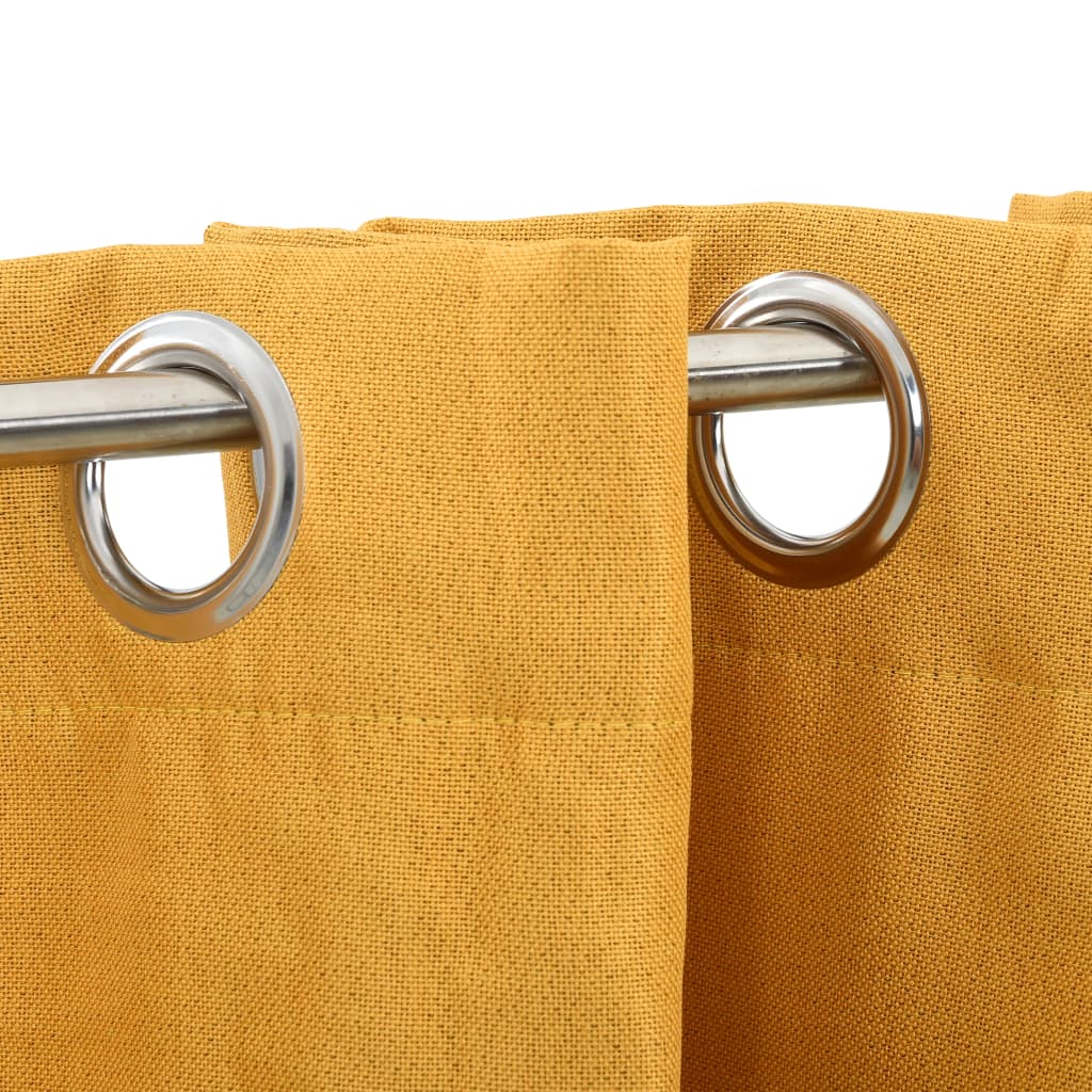 Tende vidaxl lino look occhi dannosi 2 st 140x225 cm giallo