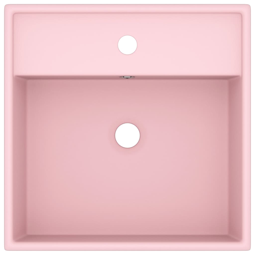 Vidaxl Washbasin con cuadrado de aterrizaje de 41x41 cm de cerámica rosa