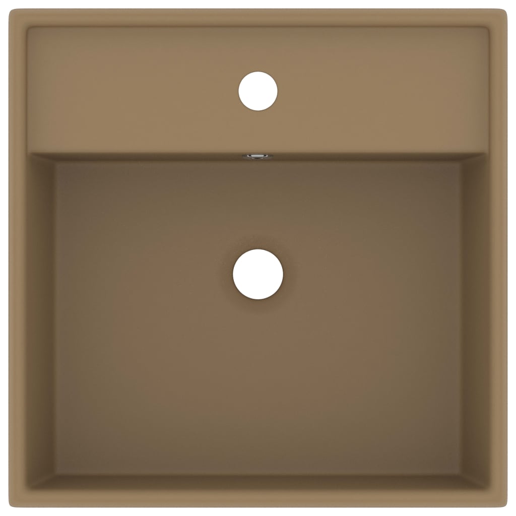 Vidaxl Washbasin con piazza di atterraggio 41x41 cm Crema di tappetino in ceramica