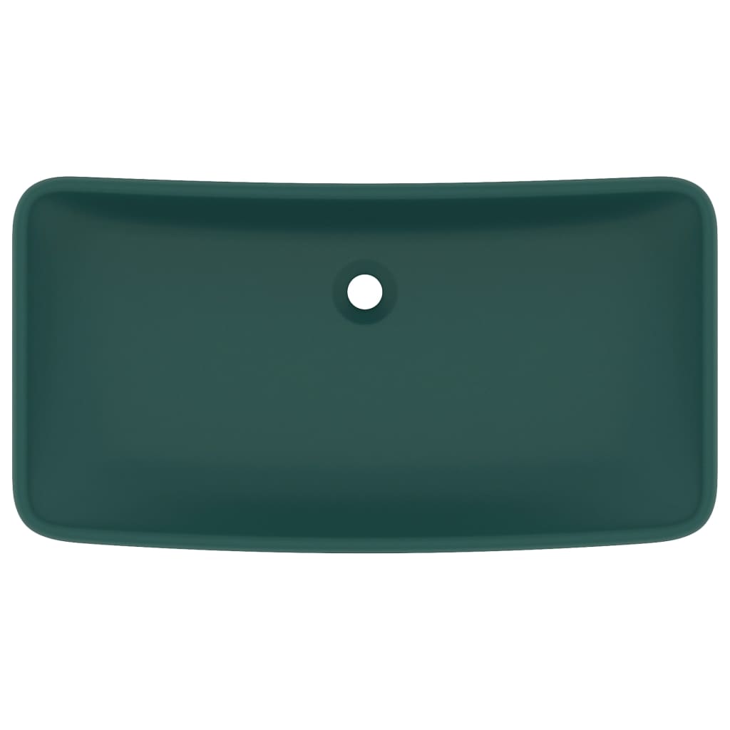 Vidaxl Washbasin Rectangular 71x38 cm tappetino ceramico verde scuro