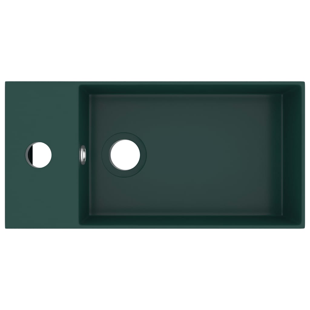 Vidaxl Washbasin con cerámica de aterrizaje verde oscuro