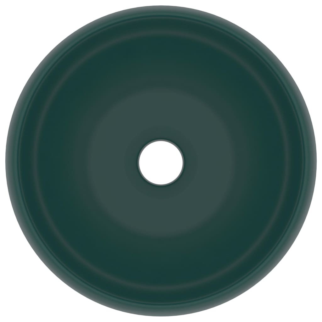 Vidaxl Washbasin Round 40x15 cm tappetino ceramico verde scuro
