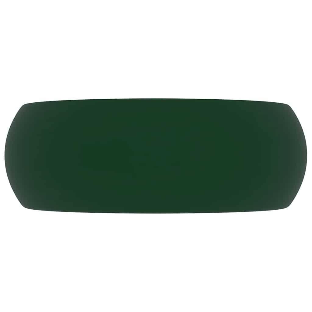 Vidaxl Washbasin Round 40x15 cm Mat de cerámica Verde oscuro