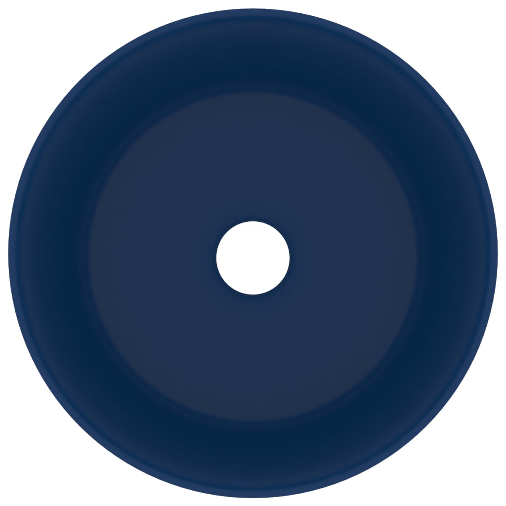 Vidaxl Washbasin Round 40x15 cm Mat de cerámica azul oscuro