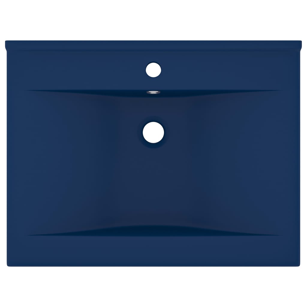 Vidaxl Washbasin con agujero de grifo 60x46 cm Mat de cerámica azul oscuro
