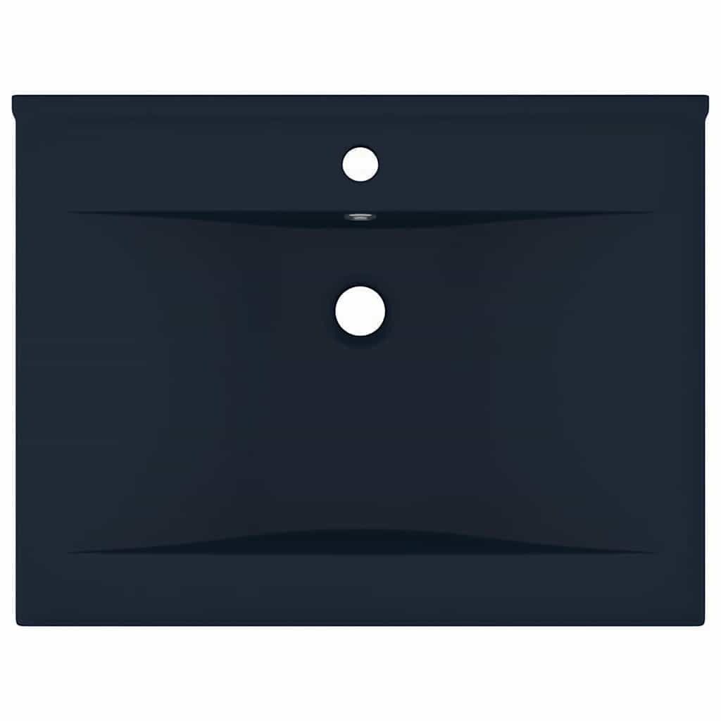 Vidaxl Washbasin con foro di rubinetto 60x46 cm tappetino in ceramica blu scuro