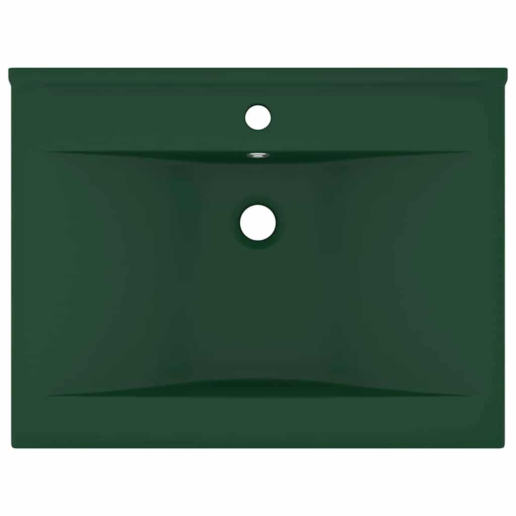 Vidaxl Washbasin con foro di rubinetto 60x46 cm ceramico Matt scuro verde