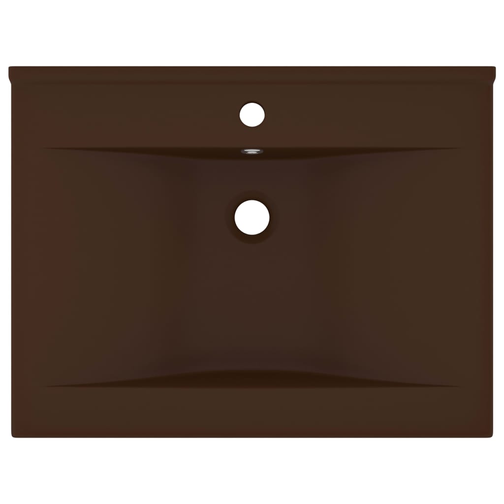 Vidaxl Washbasin con foro di rubinetto 60x46 cm ceramico Matt scuro marrone