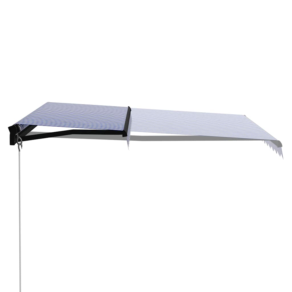 Vidaxl Luifel estendibile manualmente con LED 300x250 cm blu e bianco