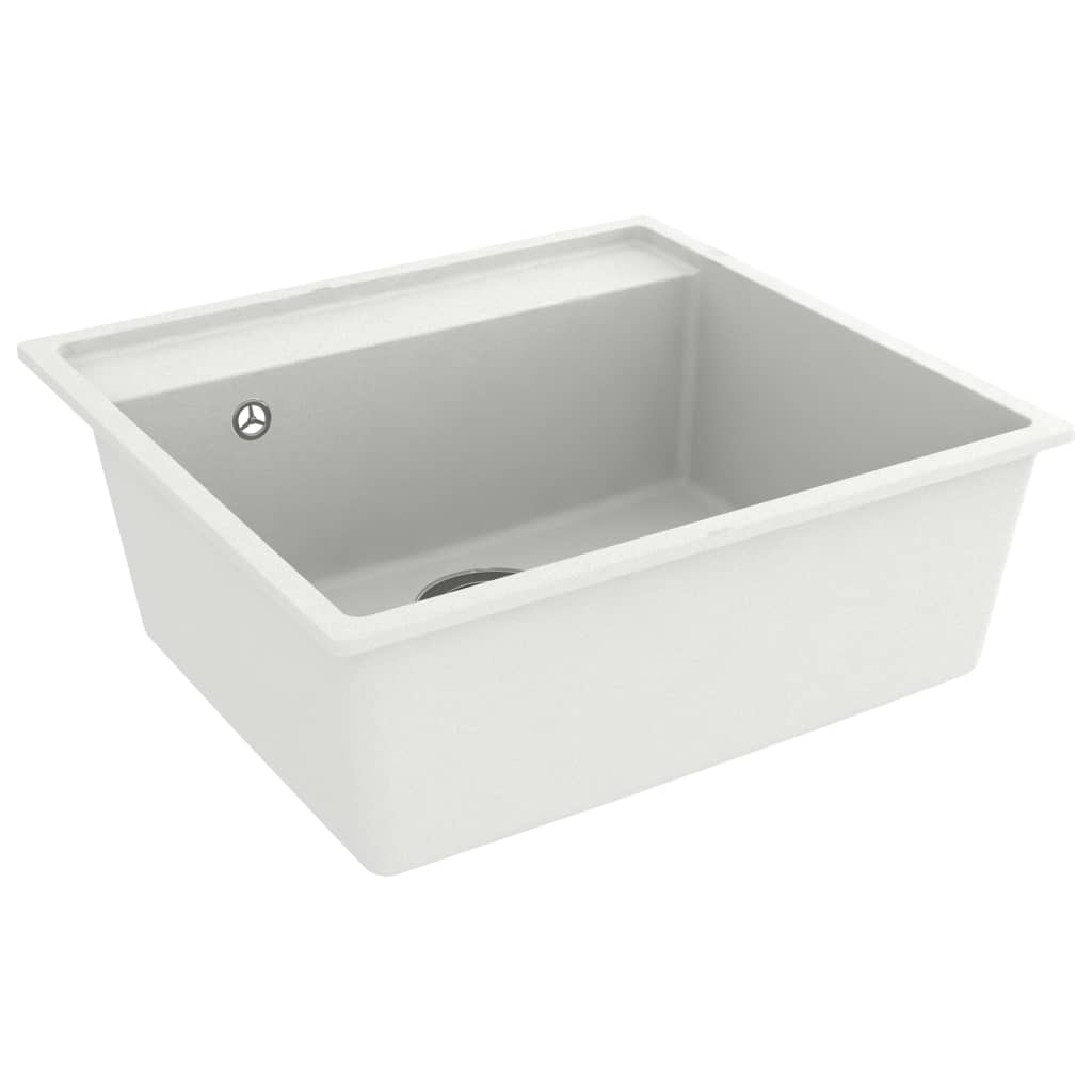 Fregadero VidaXL con rebosadero granito blanco