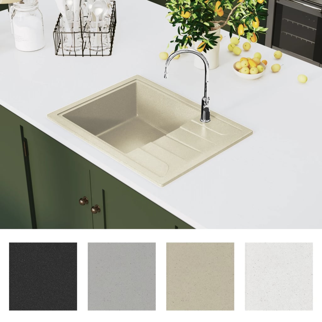 Lavello Vidaxl con foro di overflow ovale beige