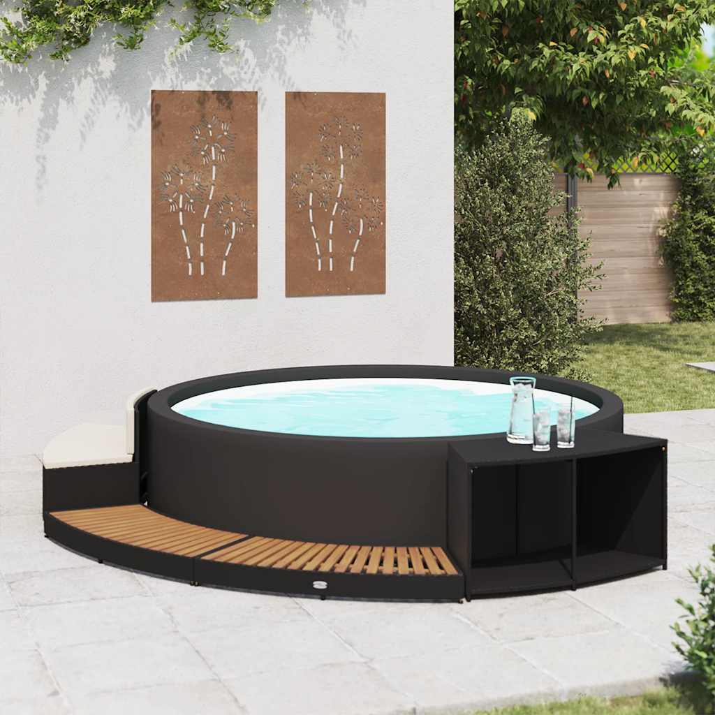 Vidaxl Spaumouw Poly Rattan y Acaciahout Black