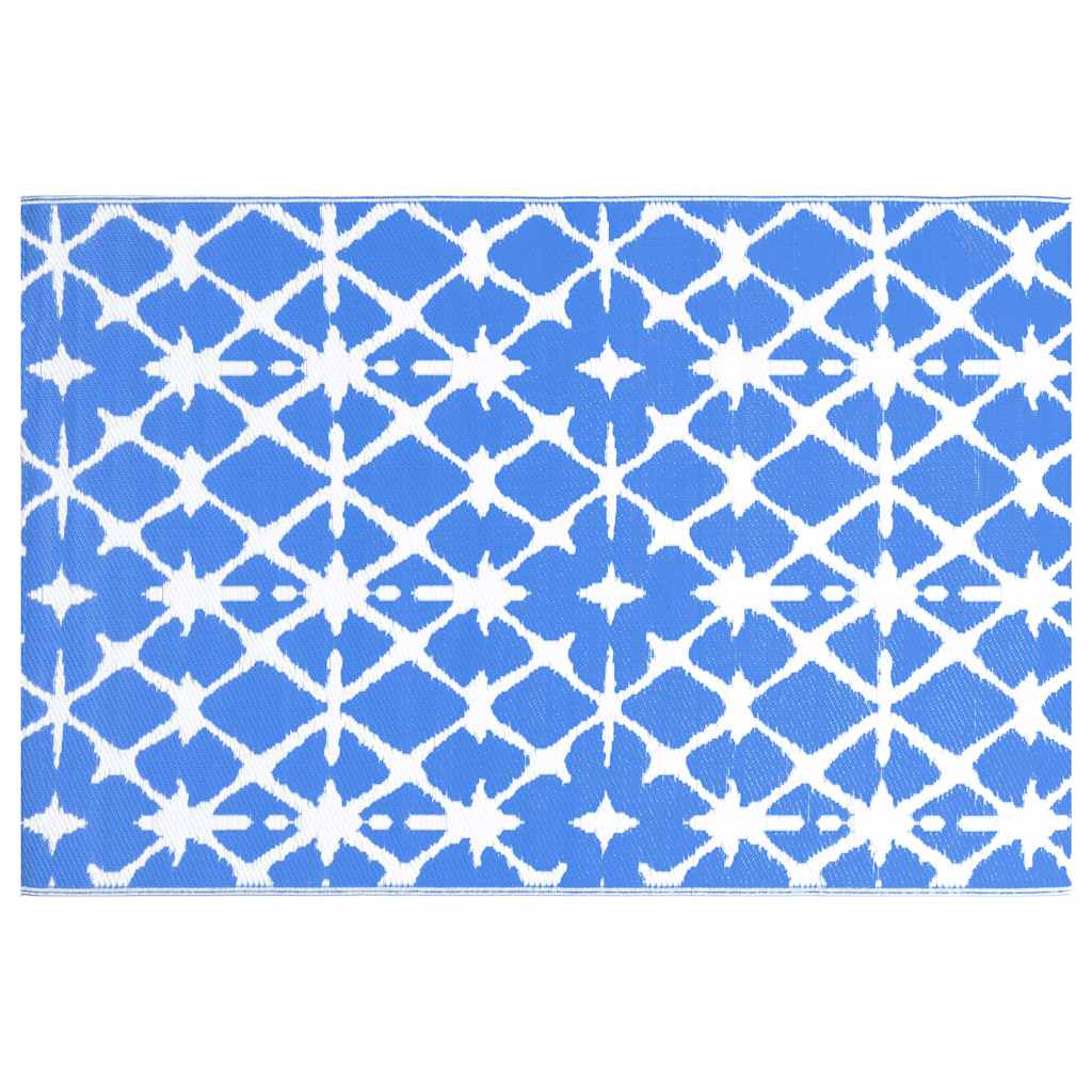 Vidaxl afuera de la alfombra 120x180 cm PP azul y blanco