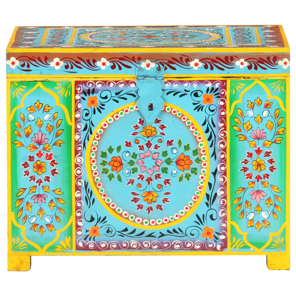 Vidaxl Box de almacenamiento pintada a mano 50x40x40 cm de madera de mango sólida