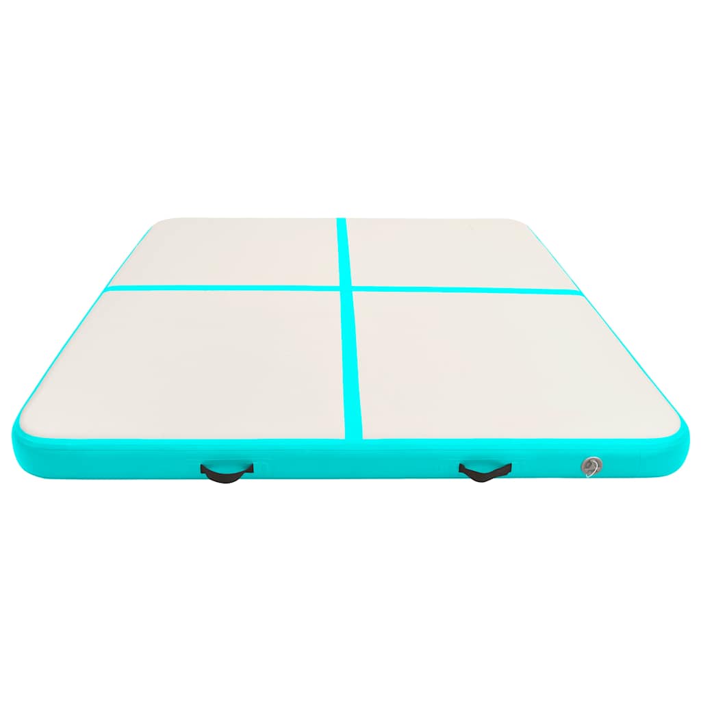 Vidaxl ginnastics tappetino con pompa gonfiabile 200x200x15 cm pvc verde