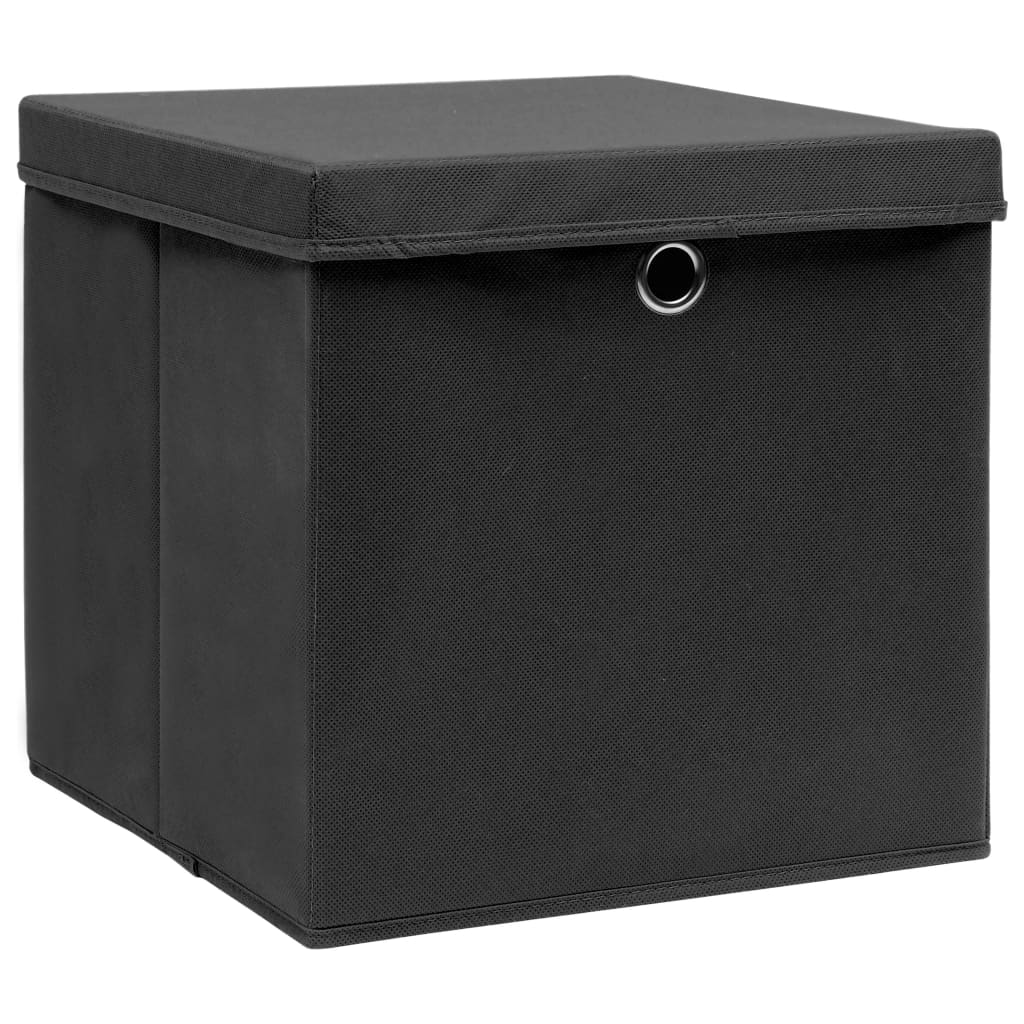 Scatole di archiviazione Vidaxl con coperchio 4 pezzi 28x28x28 cm nero