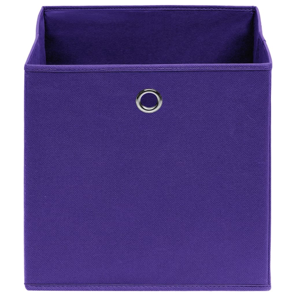 Cajas de almacenamiento de Vidaxl 10 PCS 28x28x28 cm de tela no tejida púrpura