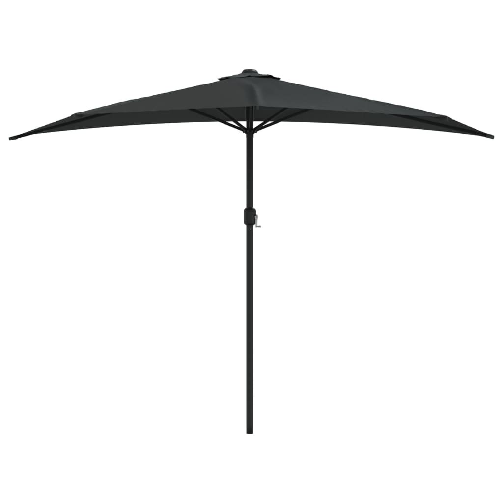 Vidaxl Balcony Parasol Half con poste de aluminio 300x155x223 cm negro