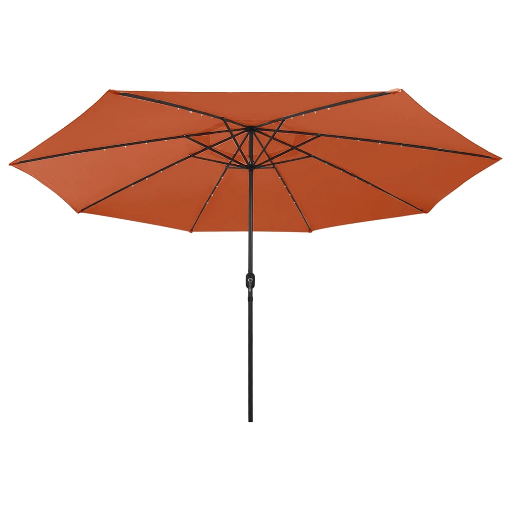 Parasol Vidaxl con iluminación LED Metal Pole 400 cm Color de terracota