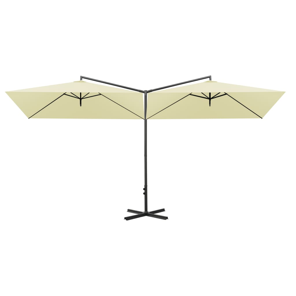 Vidaxl Parasol Double con poste de acero 600x300 cm de arena