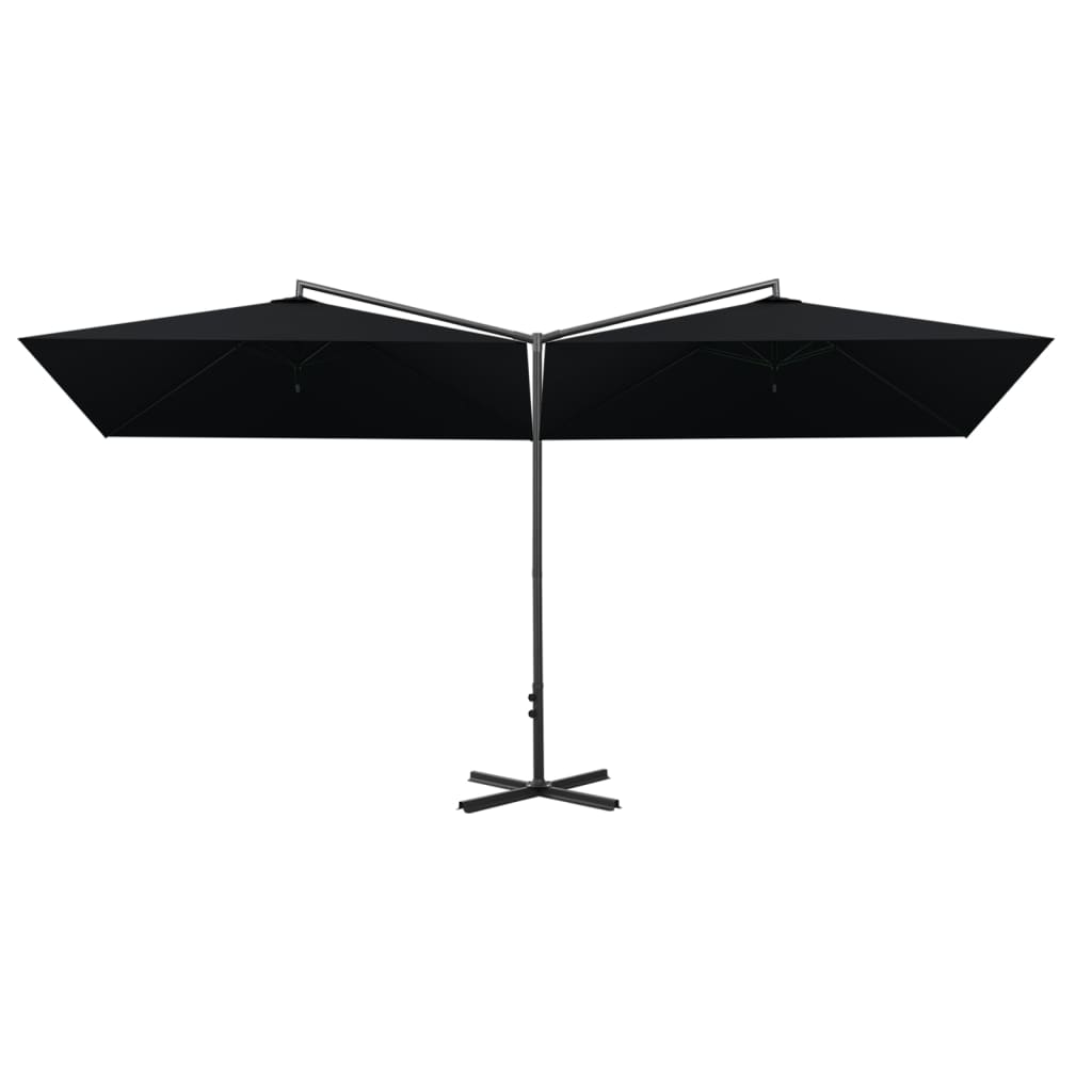 Vidaxl Parasol Double con poste de acero 600x300 cm negro