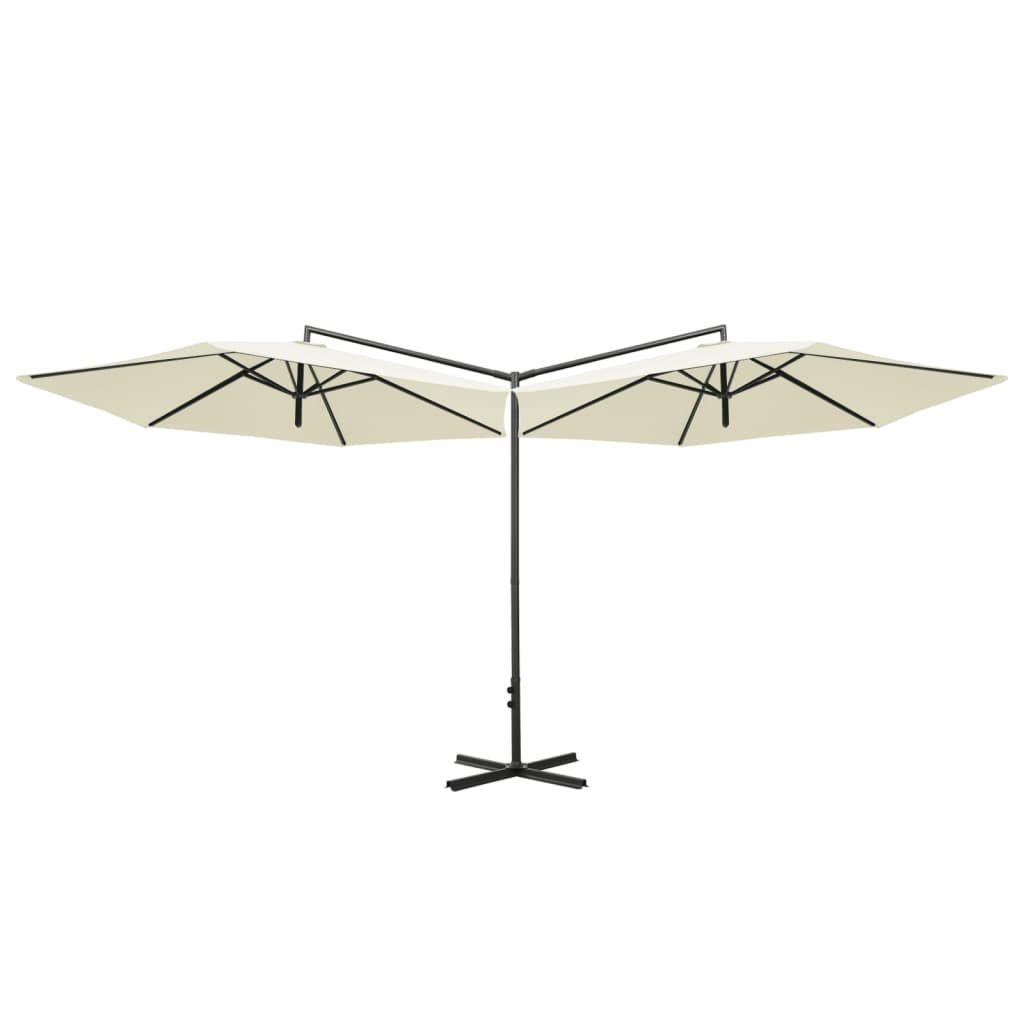 Vidaxl Parasol Double con poste de acero de 600 cm de arena