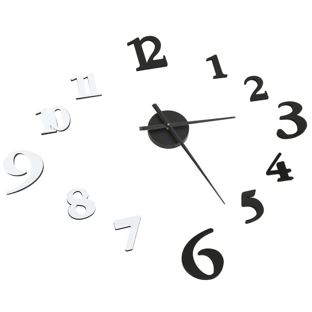 Vidaxl 3D Reloj de pared moderno XXL 100 cm en blanco y negro