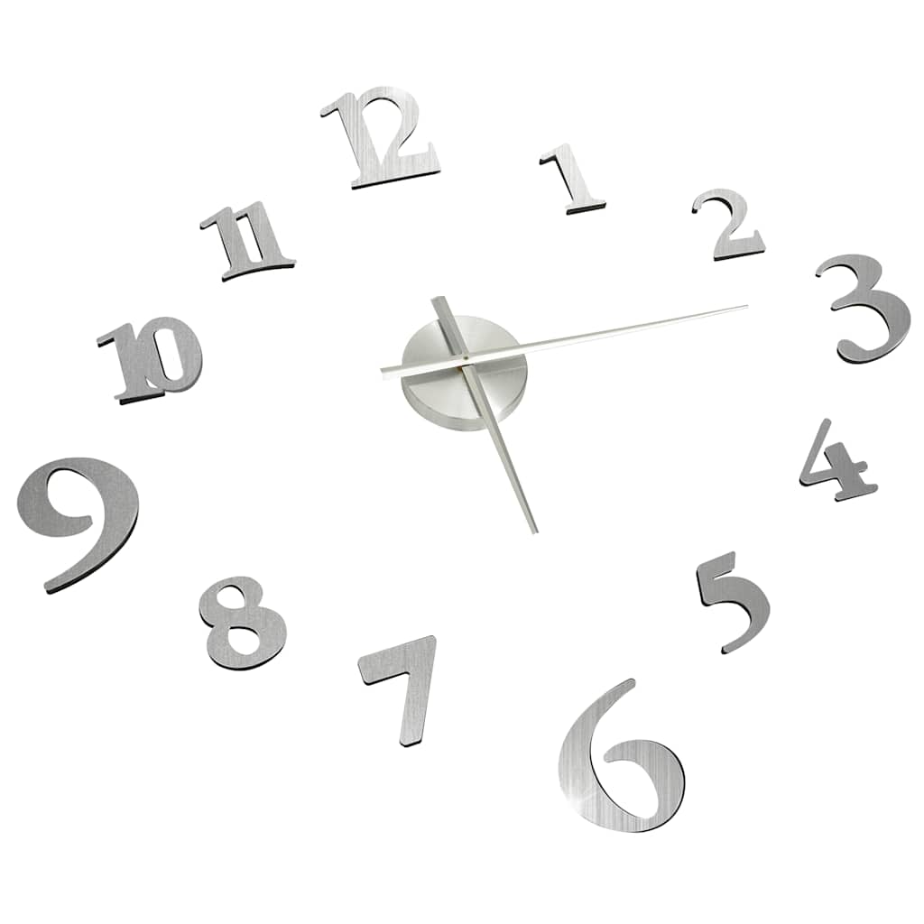 Vidaxl 3D Reloj de pared moderno XXL 100 cm de color plateado