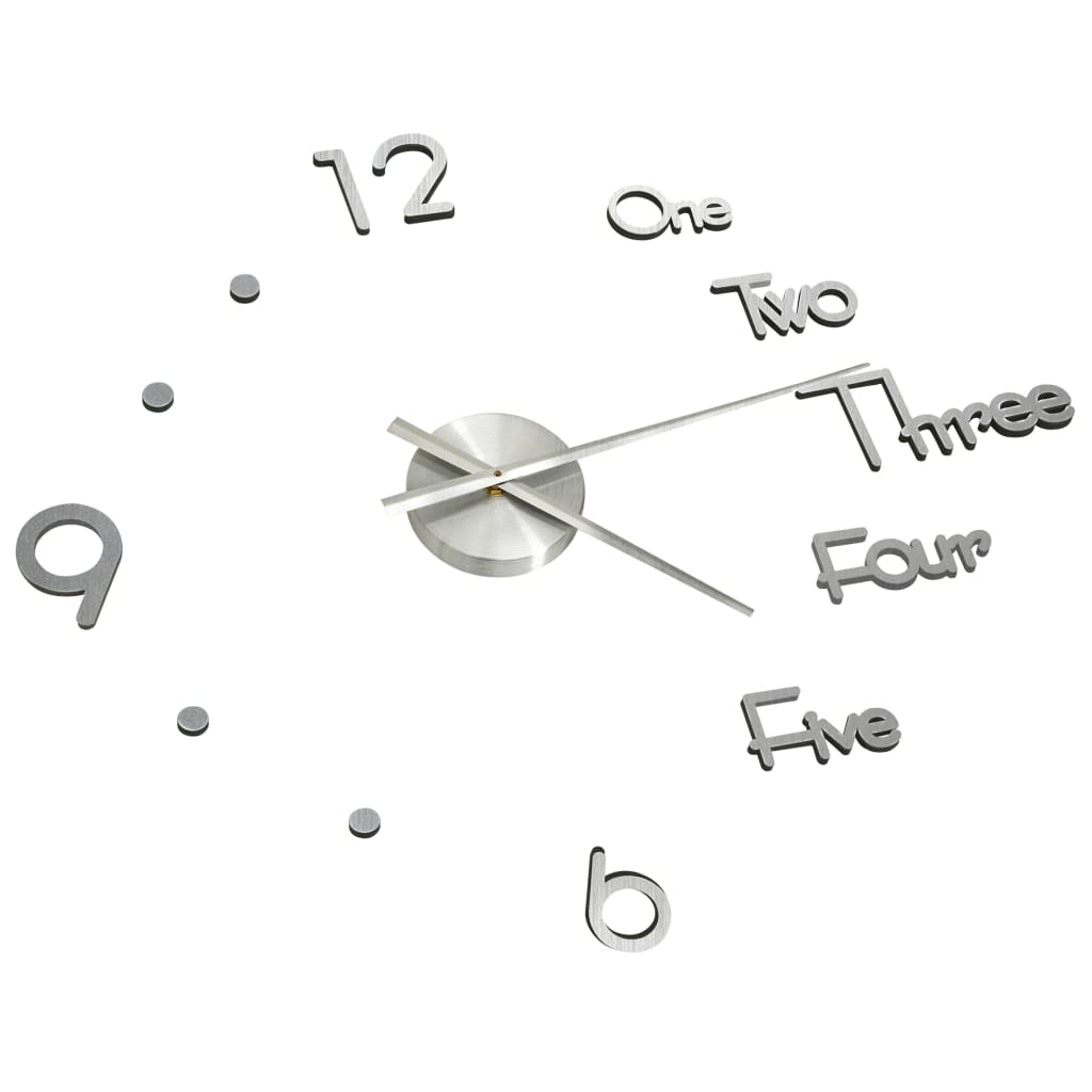 Vidaxl 3D Reloj de pared moderno XXL 100 cm de color plateado